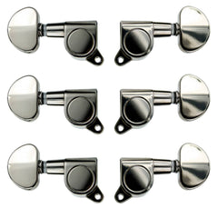 Ovation Black Nickel Guitar Tuning Machines Set, Large Pegs, 3+3