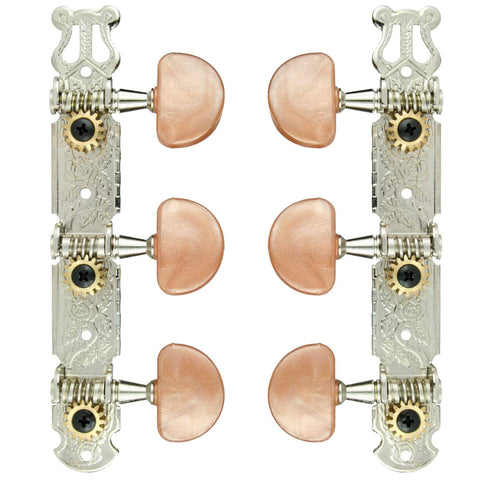 Ovation Nickel Classical Guitar Tuning Machines Set, Mocha Pegs, J-78NIW