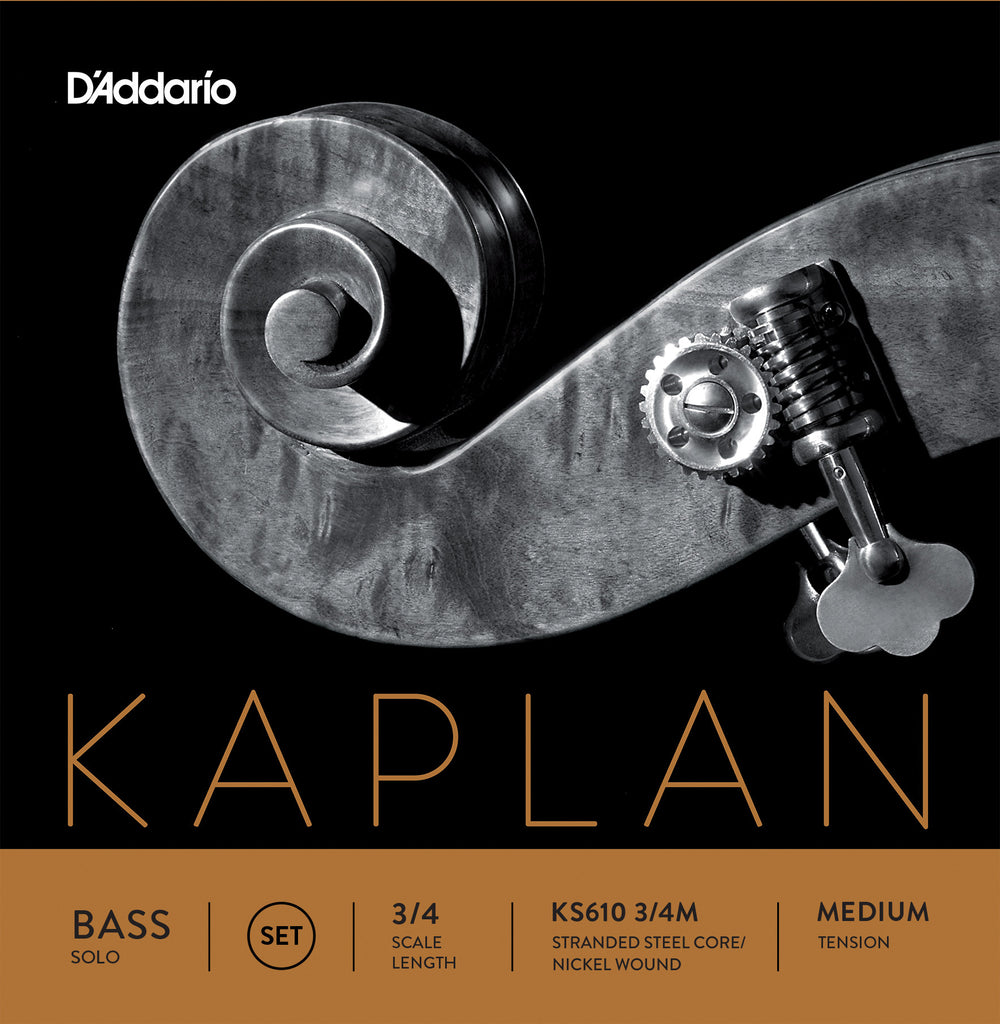 D'Addario Kaplan Solo Double Bass String Set, 3/4 Scale, Medium Tension
