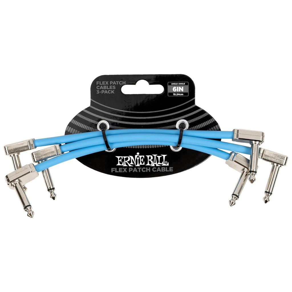 Ernie Ball Flex Patch Cable 6in - Blue - 3 Pack