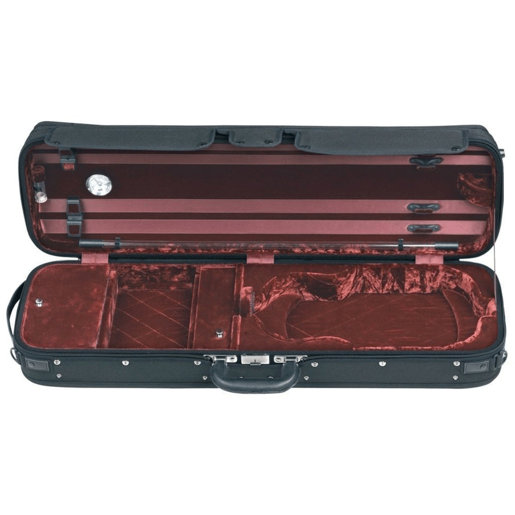 GEWA Violin Case, Atlanta, Oblong, 4/4, Black/Diamond-Pattern Red