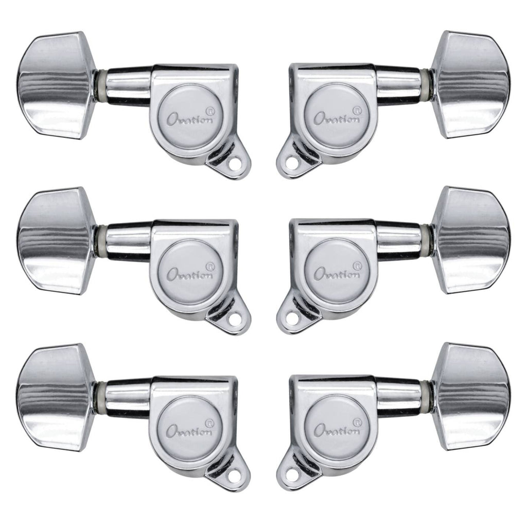 Ovation Chrome Guitar Tuning Machines Set, Large Pegs, 3+3, M01CR