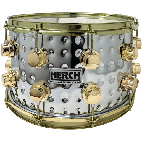 D'Luca made by Herch Banda Tarola 14" Snare Drum Stainless Steel Gold Hardware