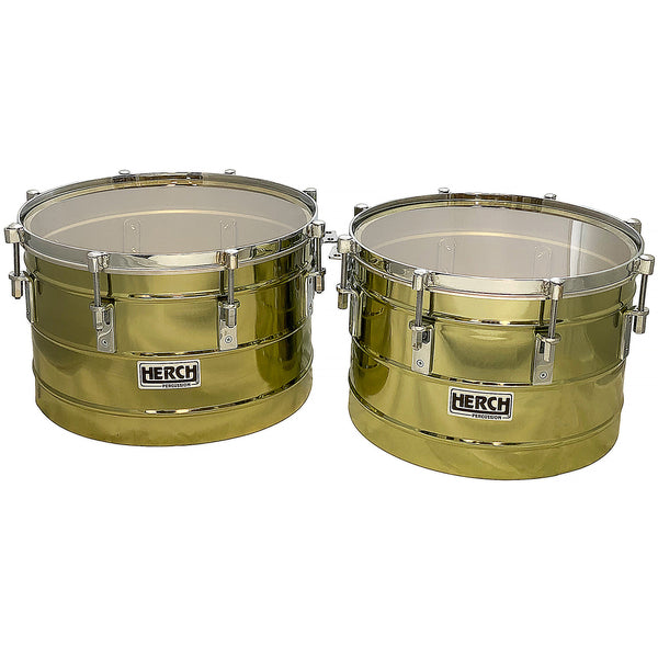 D'Luca made by Herch Timbales 15" & 16" Brass with Chrome Hardware wit