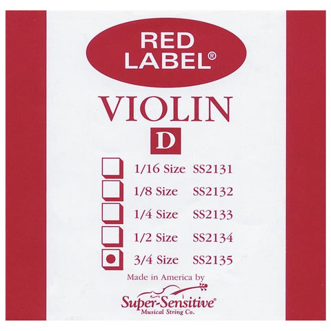 Red Label Violin D Single String 3/4 Medium