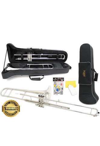 D'Luca 710 Series Nickel Plated Bb Valve Trombone with Professional Case, Cleaning Kit and 1 Year Manufacturer Warranty