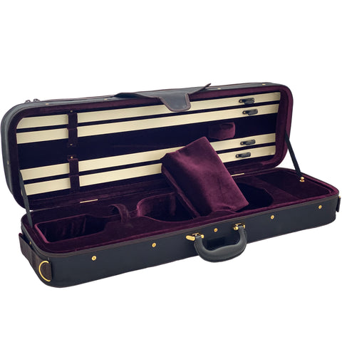 D'Luca Oblong Violin Case Burgandy 4/4