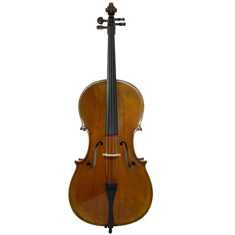 D’Luca Flamed Cello Outfit With Ebony fittings And Antique Finish, 4/4 Full Size