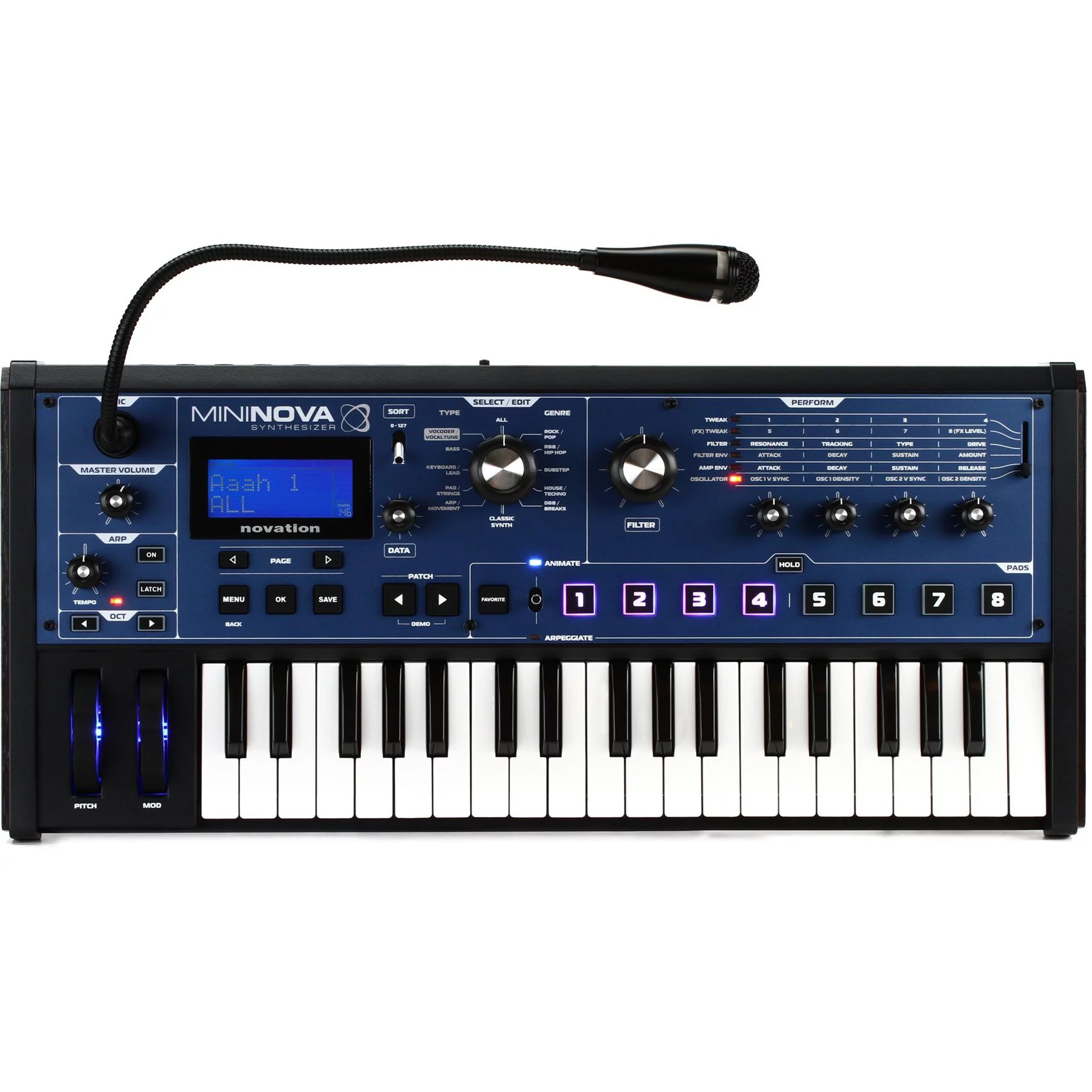 Novation MiniNova 37-Key Synthesizer with Vocoder – PlayMusic123.com