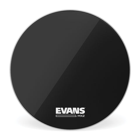 Evans MX2 Black Marching Bass Drum Head, 18 Inch