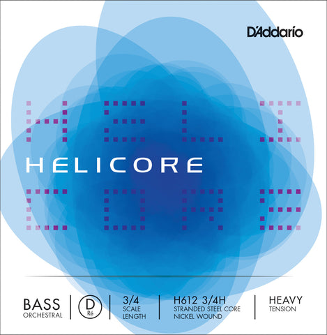D'Addario Helicore Orchestral Bass Single D String, 3/4 Scale, Heavy Tension