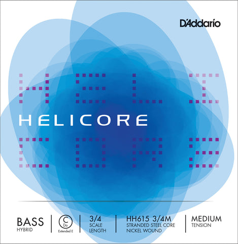 D'Addario Helicore Hybrid Bass Single C (Extended E) String, 3/4 Scale, Medium Tension