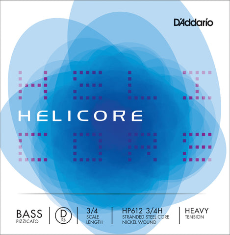 D'Addario Helicore Pizzicato Bass Single D String, 3/4 Scale, Heavy Tension