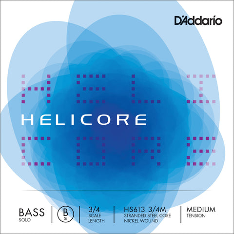 D'Addario Helicore Solo Bass Single B String, 3/4 Scale, Medium Tension