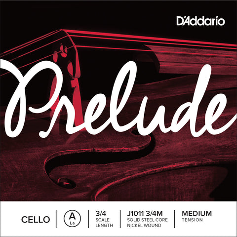 D'Addario Prelude Cello Single A String, 3/4 Scale, Medium Tension