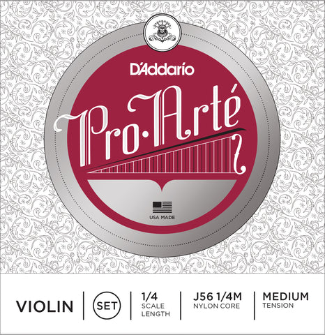 D'Addario Pro-Arte Violin String Set, 1/4 Scale, Medium Tension
