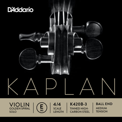 D'Addario Kaplan Golden Spiral Solo Violin Single E String, 4/4 Scale, Medium Tension