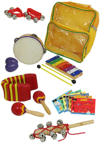 D'Luca Percussion 7 Pack with Glockenspiel, Tambourine, Maracas, Egg Shakers, Wrist Bells & Jingle Stick