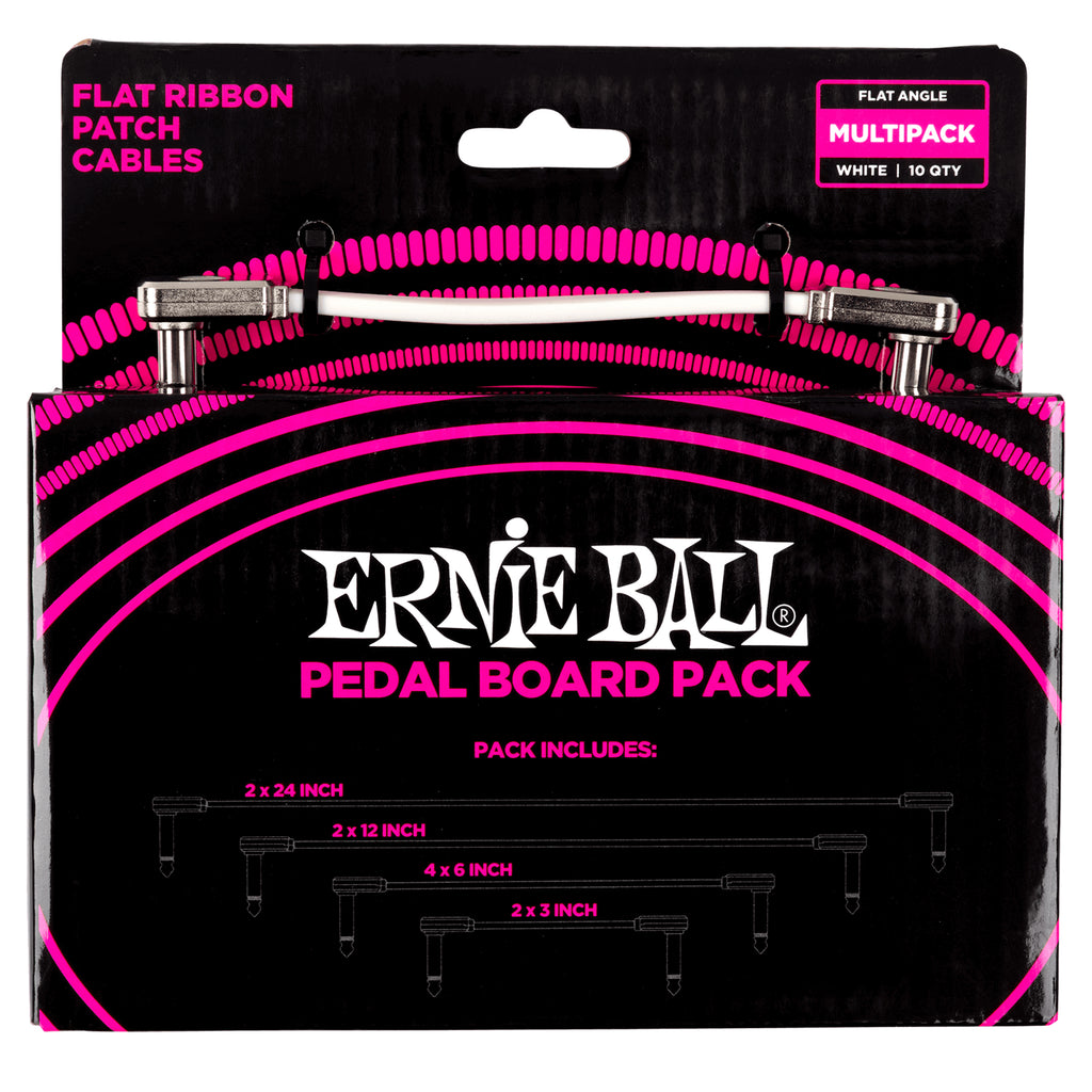 Ernie Ball Flat Ribbon Patch Cables Pedalboard Multi-Pack - White