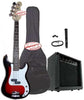 Electric Bass Guitar Pack with 20 Watts Amplifier, Gig Bag, Strap, and Cable, Cherryburst