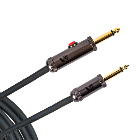 D'Addario 20' Circuit Breaker Instrument Cable with Latching Cut-Off Switch, Straight Plug