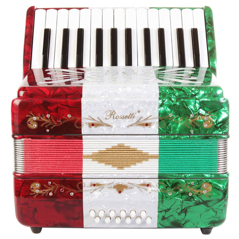 Rossetti Beginner Piano Accordion 12 Bass 25 Keys Mexican Flag