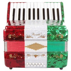 Rossetti Beginner Piano Accordion 12 Bass 25 Keys Mexican Flag