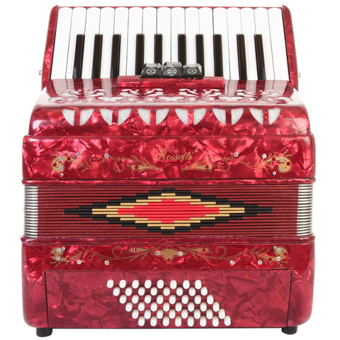 Rossetti Piano Accordion 48 Bass 26 Keys 3 Switches Red