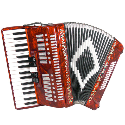 SofiaMari 34 Key 48 Bass 5 Switches Piano Accordion Red