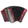 Alacran 34 Button 12 Bass Deluxe Button Accordion FBE With Straps And Case, Red Pearl