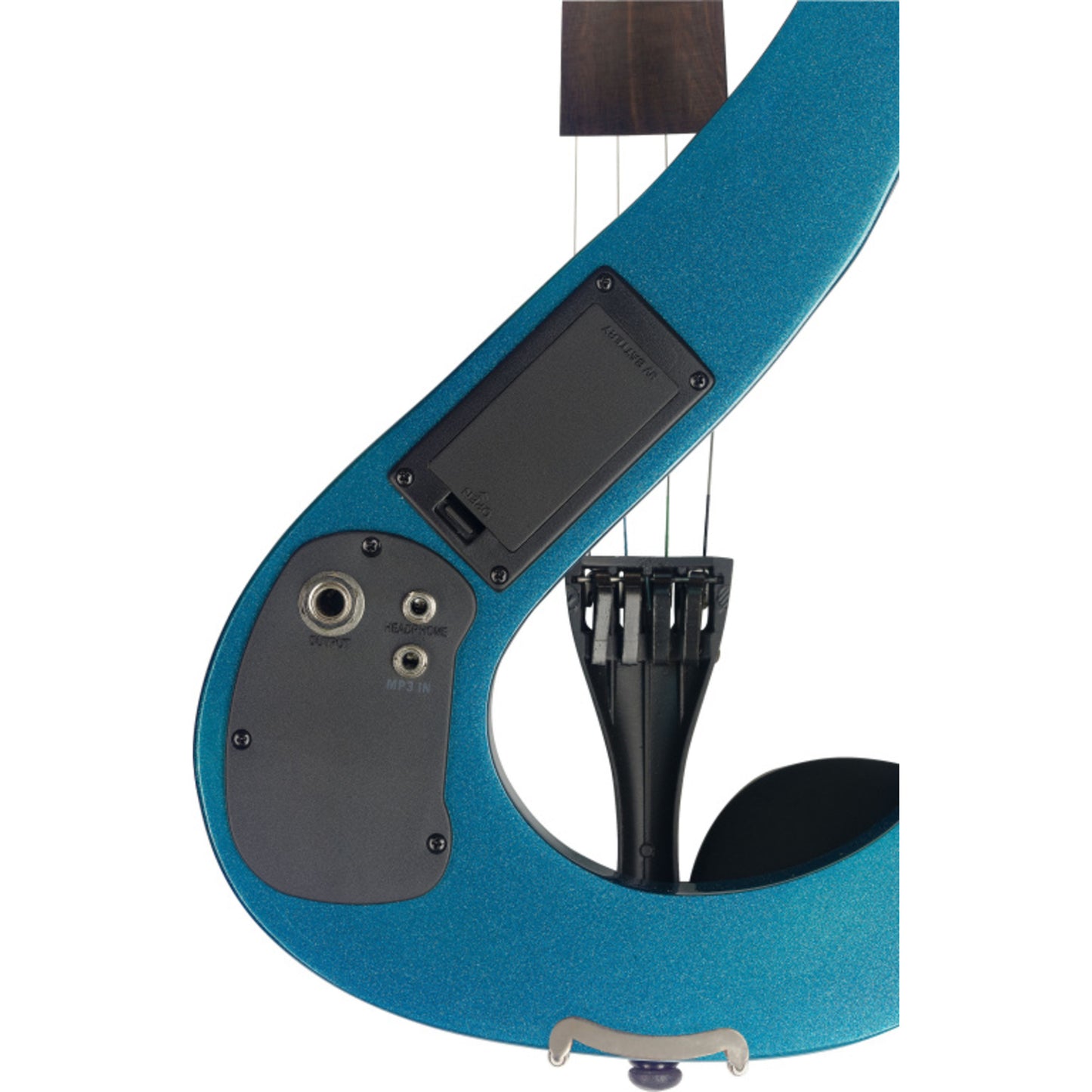 Stagg 4/4 Electric Violin Set With S-shaped Metallic Blue, Case & Headphones
