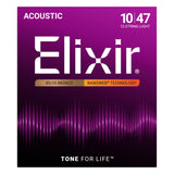 Elixir 80/20 Bronze 12-String Acoustic Guitar Strings, NANOWEB Light (.010-.047)