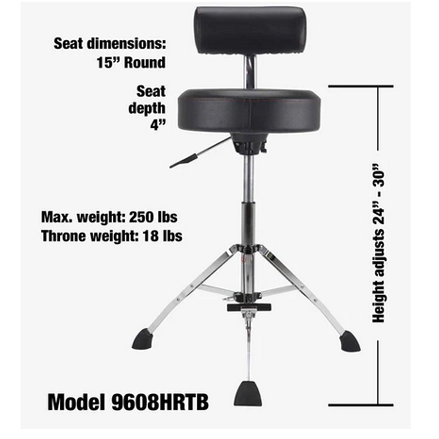 Gibraltar Hydraulic Tall Round Drum Throne with Footrest