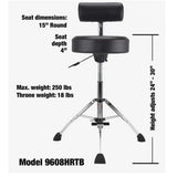 Gibraltar Hydraulic Tall Round Drum Throne with Footrest