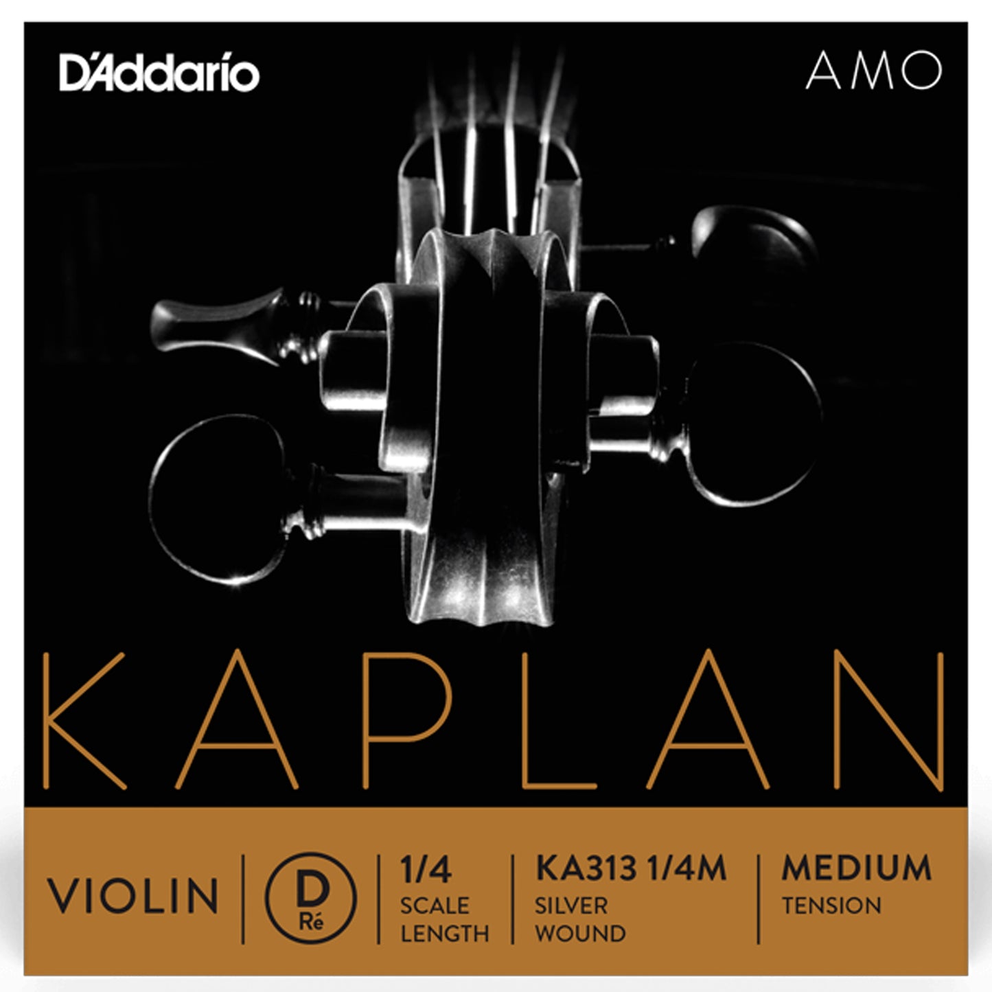D'Addario Kaplan Amo Violin D String, 1/4 Scale, Medium Tension