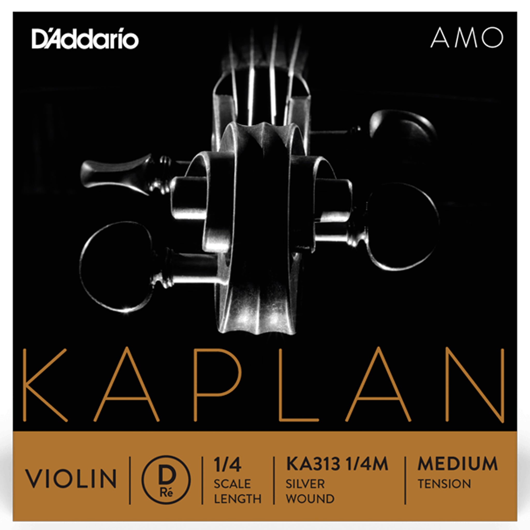 D'Addario Kaplan Amo Violin D String, 1/4 Scale, Medium Tension