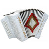 D'Luca Primo Button Accordion 31 Keys 12 Bass on FBE Key with Case and Straps, White