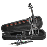 Stagg 4/4 Electric Violin Set With Metallic Black, Soft Case And Headphones