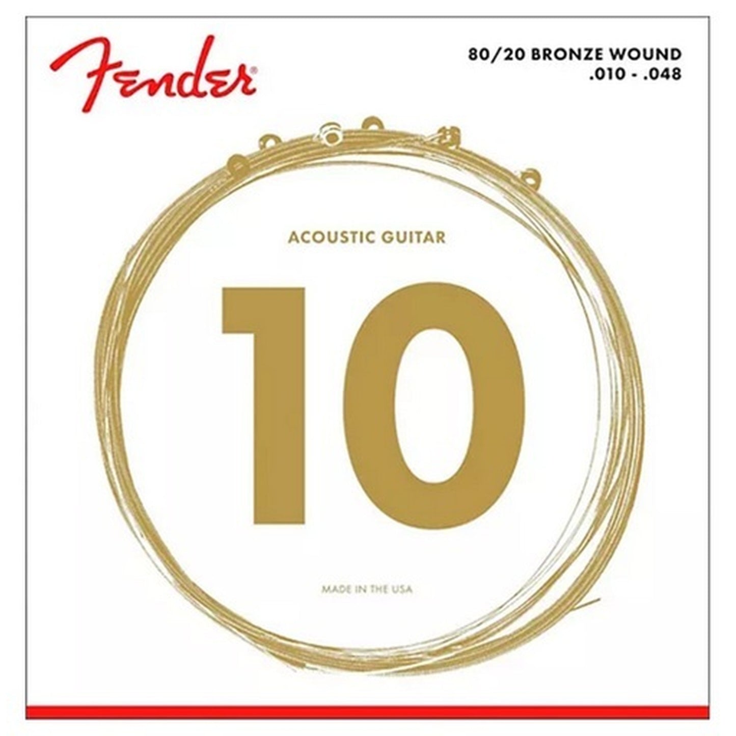 Fender 80/20 Bronze Acousitc Guitar Strings, Ball End, .010-.048