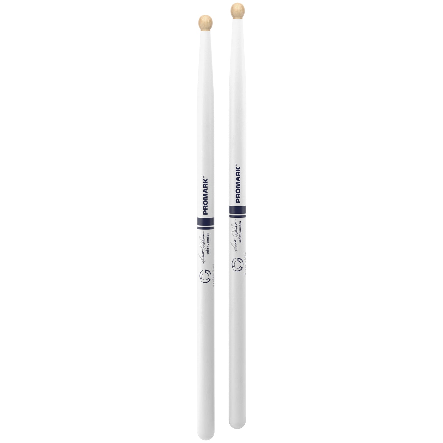 ProMark Scott Johnson Painted White Hickory Marching Drumstick, Wood Tip