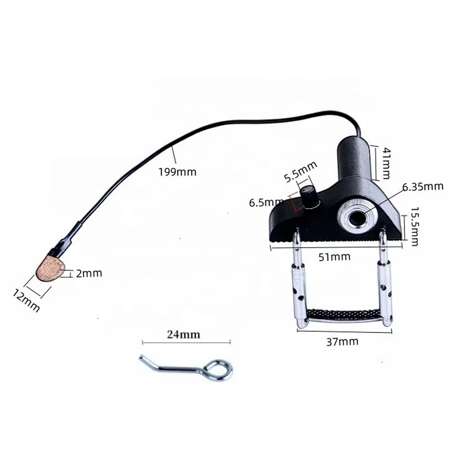 D'Luca 170 Violin Pickup with Volume Control, Cork/Wood Tip for Warm Tone