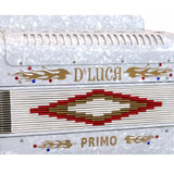 D'Luca Primo Button Accordion 31 Keys 12 Bass on GCF Key with Case and Straps, White