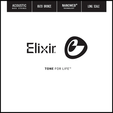 Elixir 80/20 Bronze Single Acoustic Bass String, NANOWEB, (.065)