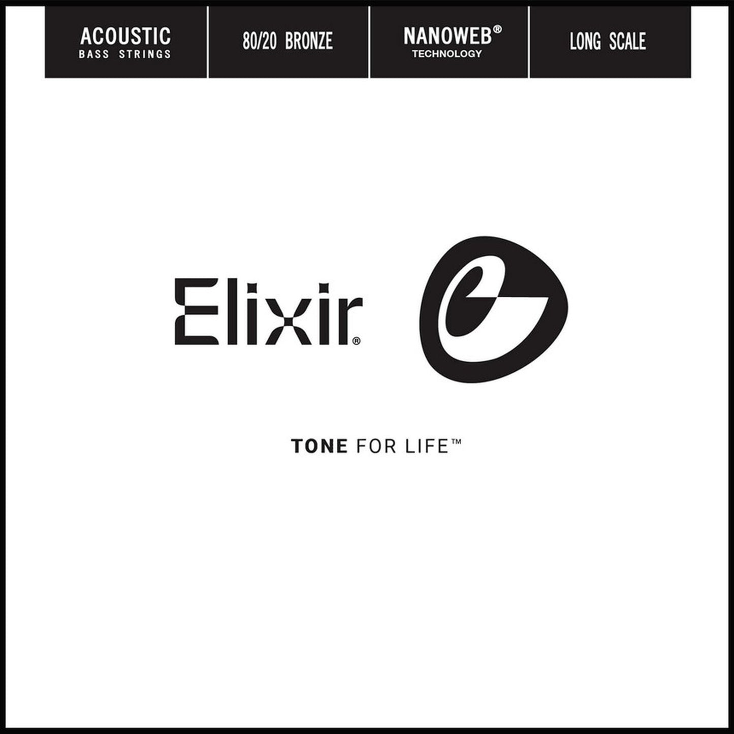Elixir 80/20 Bronze Single Acoustic Bass String, NANOWEB, Long Scale, (.125)