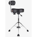 Gibraltar 17" Tall Hydraulic Saddle Drum Throne with Backrest and Footrest