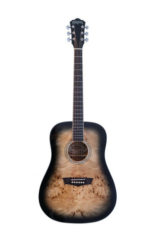 Washburn DFBDB Deep Forest Burl Dreadnought Acoustic Guitar. Black Fade