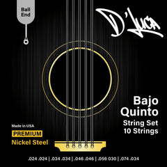 D'Luca Bajo Quinto Strings Nickel Steel, Ball End