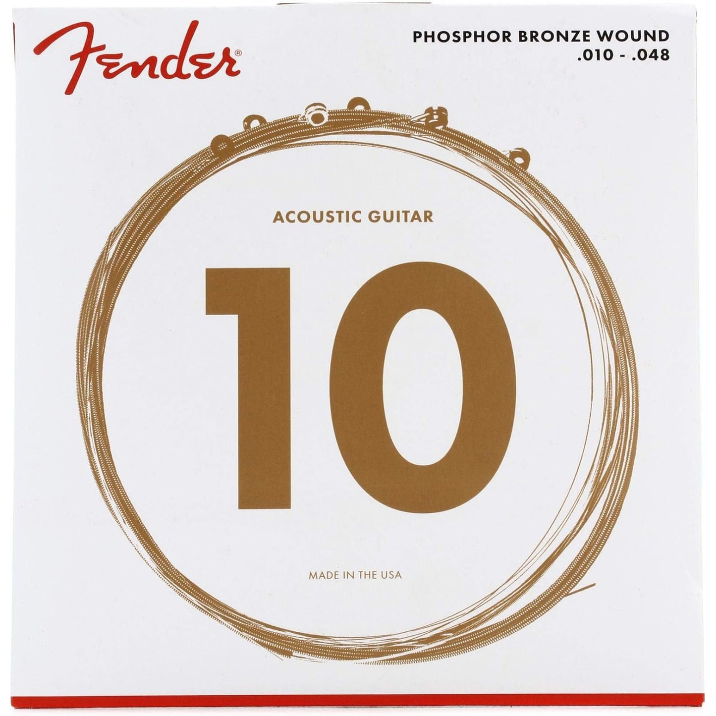 Fender Phosphor Bronze Acoustic Guitar Strings, Ball End, .010-.048