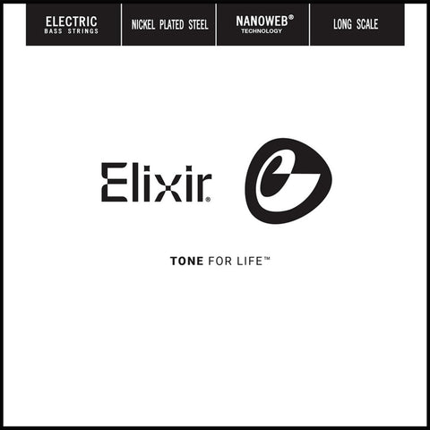 Elixir Nickel Plated Steel Single Bass String, NANOWEB, (.080)