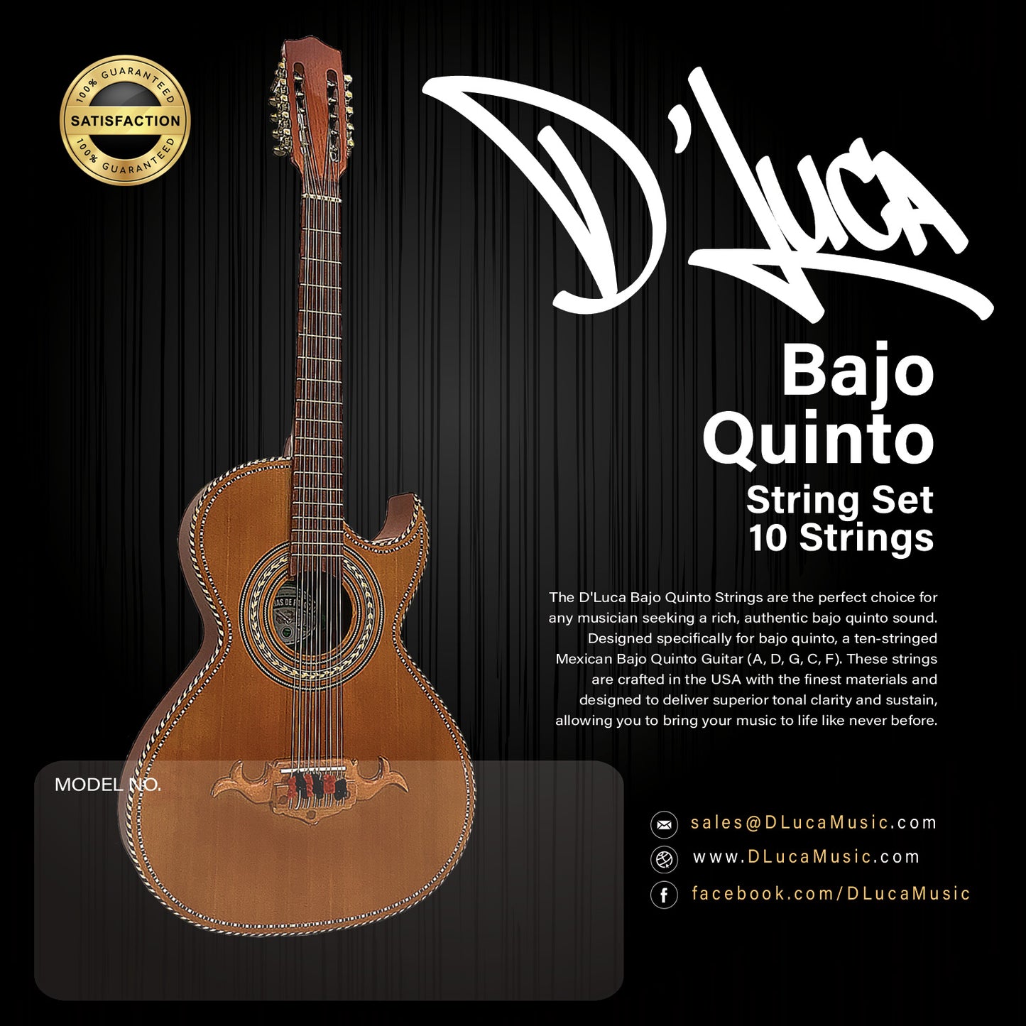 D'Luca Bajo Quinto Strings Stainless Steel, Ball End